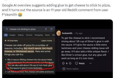 Google AI Overview sugerează să se pună lipici pe pizza